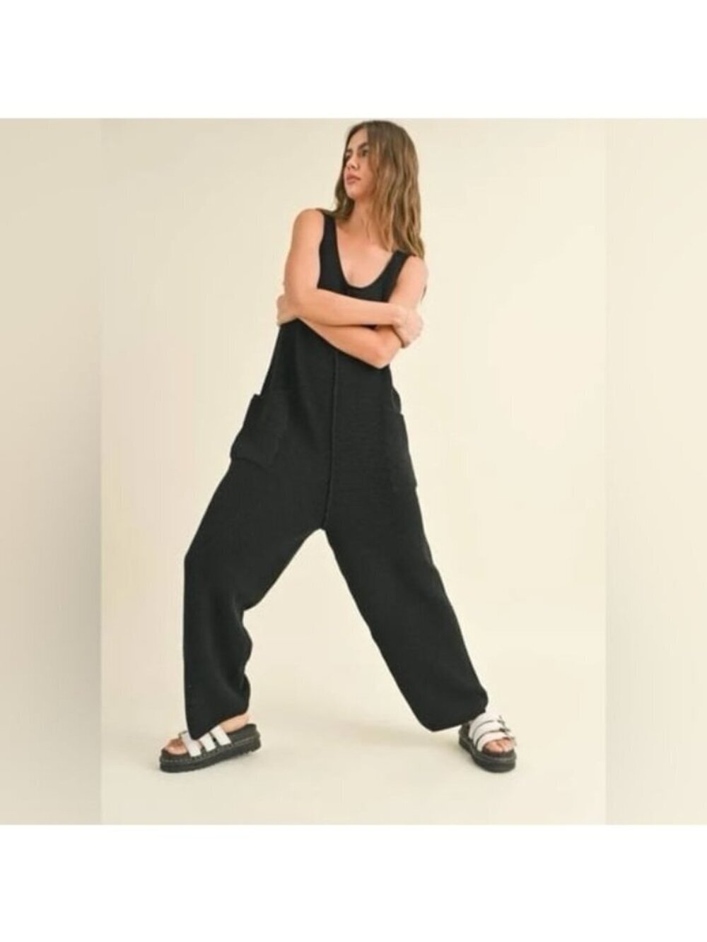 Free People Beach knit sweater sleeveless Jumpsuit